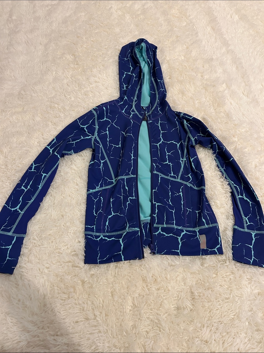 Girls Blue Crackle jacket with hood